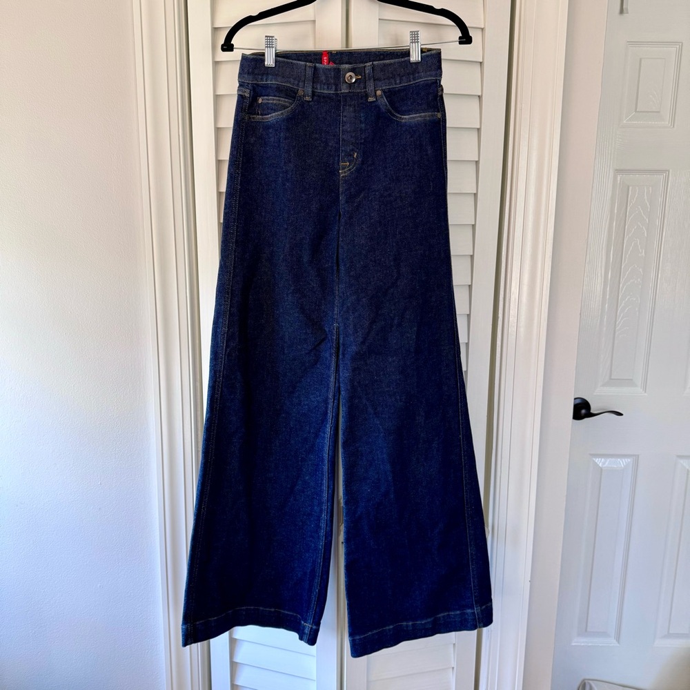 Spanx Pull-on Wide-Leg Dark Blue Jeans - Picture 2 of 4
